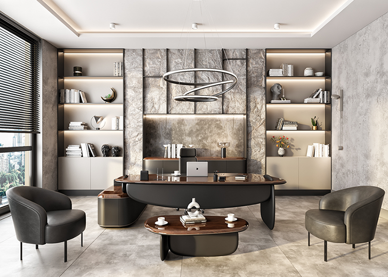 Stone Solo Siyah Stone Siyah Lake Üst Düzey Yönetici Masa Takımı - Görsel 1